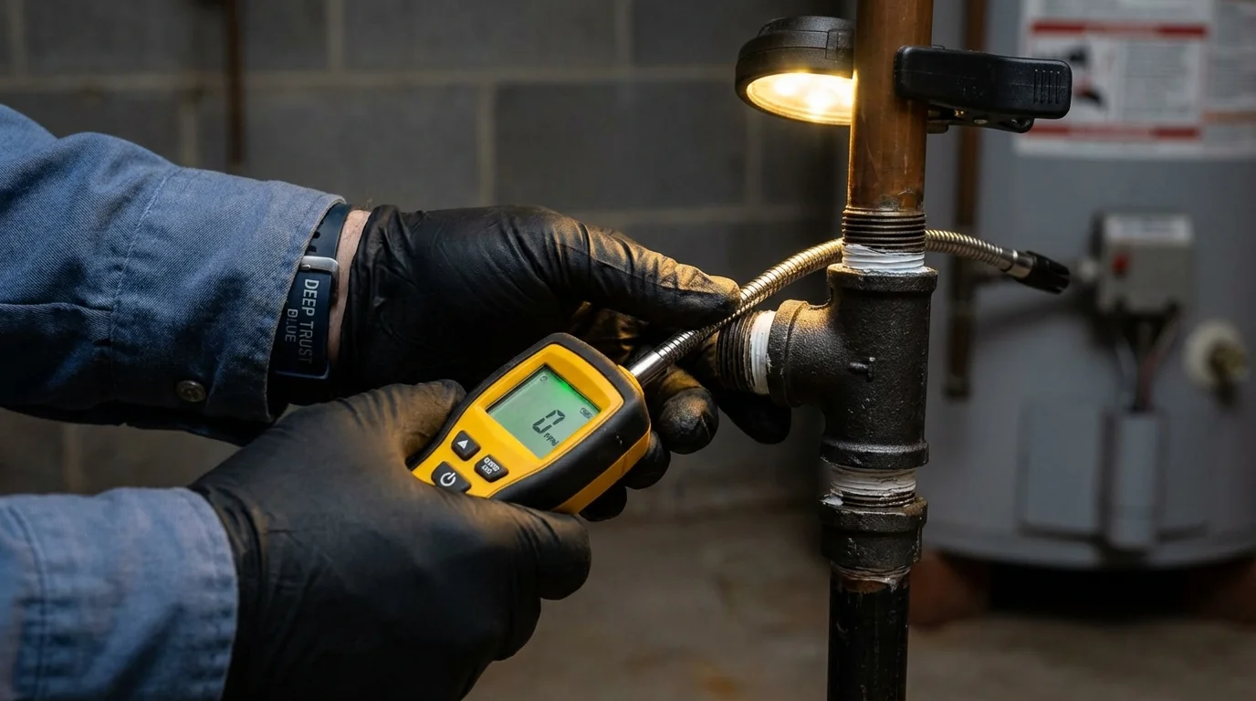 Gas leak detection with electronic sniffer by Johns Plumbing LLC in Stapleton