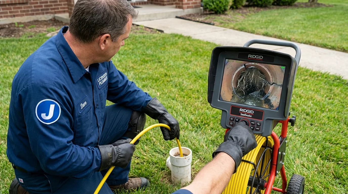Sewer camera inspection being performed by Johns Plumbing LLC in Stapleton